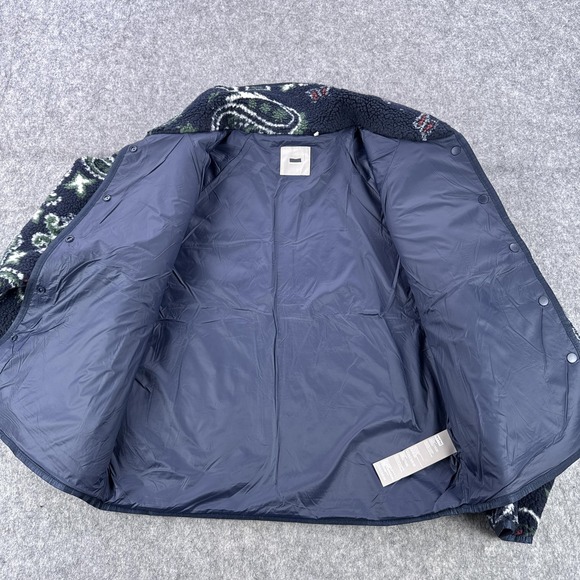 Kith & Kin Pinehurst Jacket Mens Small Blue Sherpa Fleece Paisley Bomber Snap - Picture 10 of 12